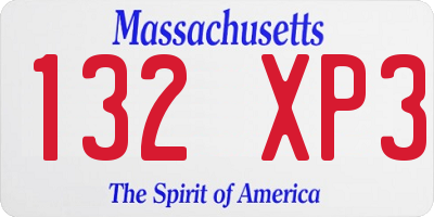 MA license plate 132XP3