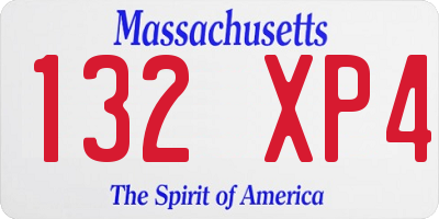 MA license plate 132XP4