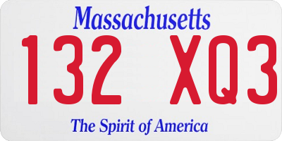 MA license plate 132XQ3
