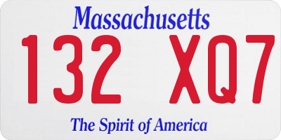 MA license plate 132XQ7