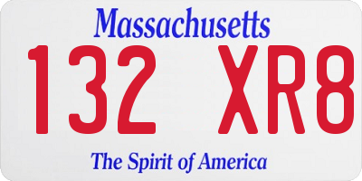 MA license plate 132XR8