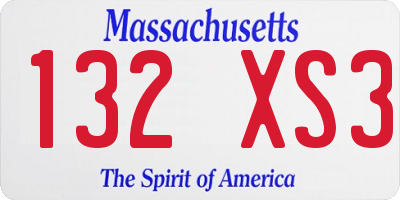 MA license plate 132XS3