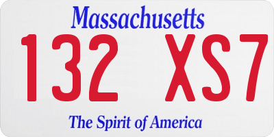 MA license plate 132XS7