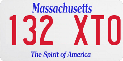 MA license plate 132XT0