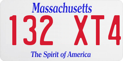 MA license plate 132XT4