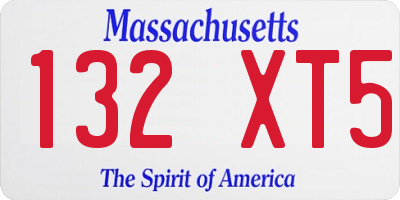MA license plate 132XT5