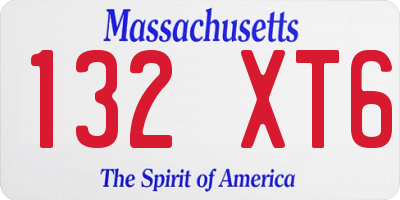 MA license plate 132XT6