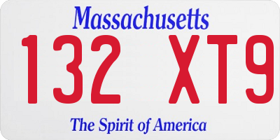 MA license plate 132XT9