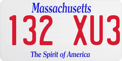 MA license plate 132XU3
