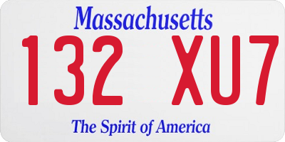 MA license plate 132XU7