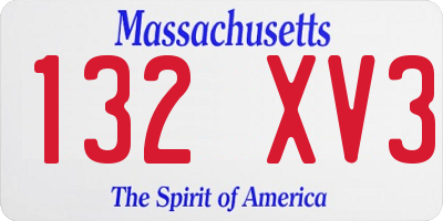 MA license plate 132XV3