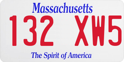 MA license plate 132XW5