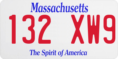 MA license plate 132XW9