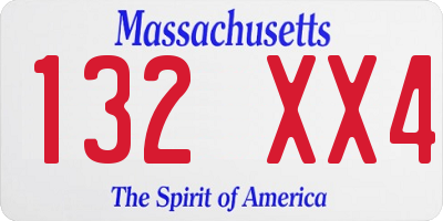 MA license plate 132XX4