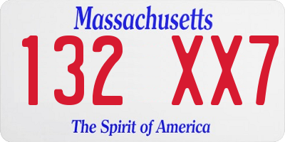 MA license plate 132XX7