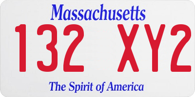 MA license plate 132XY2