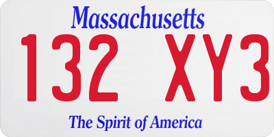 MA license plate 132XY3
