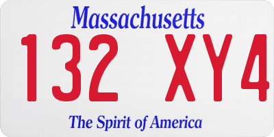 MA license plate 132XY4