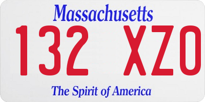 MA license plate 132XZ0
