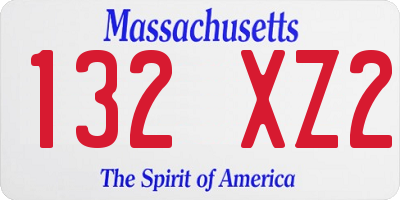 MA license plate 132XZ2
