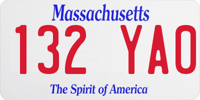 MA license plate 132YA0