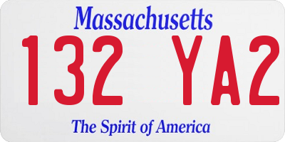 MA license plate 132YA2