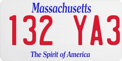 MA license plate 132YA3
