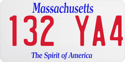 MA license plate 132YA4