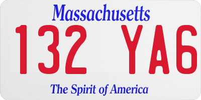 MA license plate 132YA6