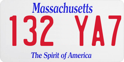 MA license plate 132YA7