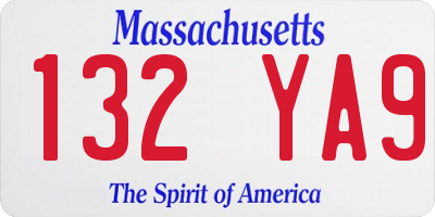 MA license plate 132YA9