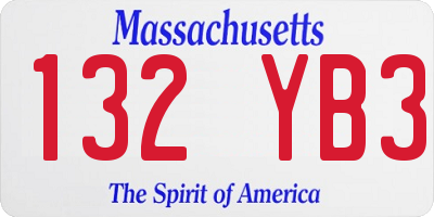 MA license plate 132YB3