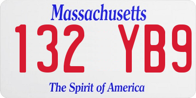 MA license plate 132YB9