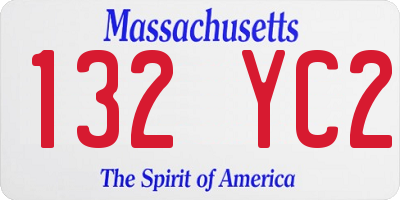 MA license plate 132YC2
