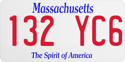 MA license plate 132YC6