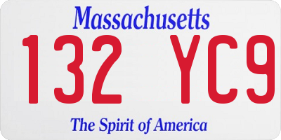 MA license plate 132YC9