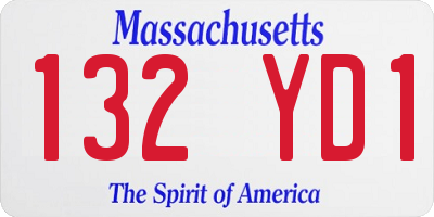 MA license plate 132YD1