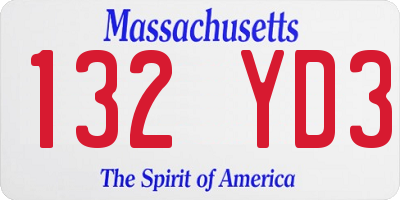 MA license plate 132YD3
