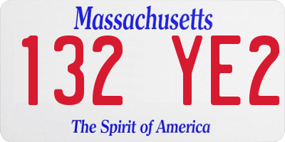 MA license plate 132YE2