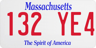 MA license plate 132YE4