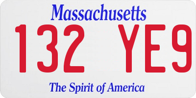 MA license plate 132YE9