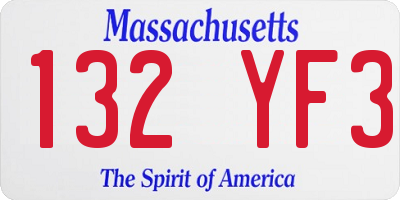 MA license plate 132YF3