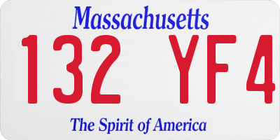 MA license plate 132YF4