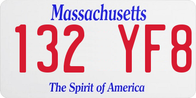 MA license plate 132YF8