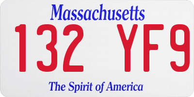 MA license plate 132YF9