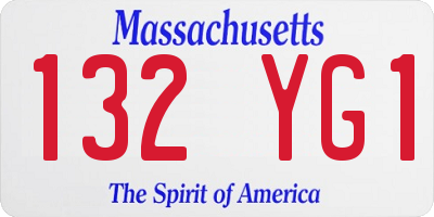 MA license plate 132YG1