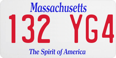 MA license plate 132YG4