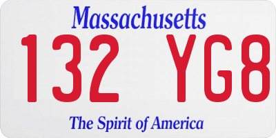 MA license plate 132YG8