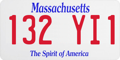 MA license plate 132YI1