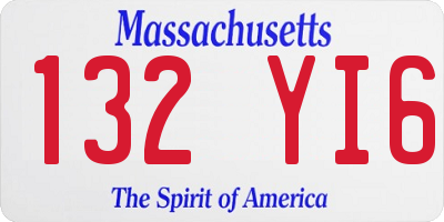 MA license plate 132YI6